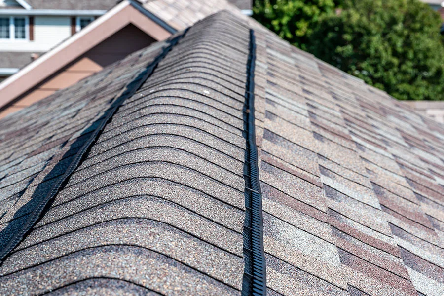 Ridge Cap Vent Installed on Asphalt Shingle Roof
